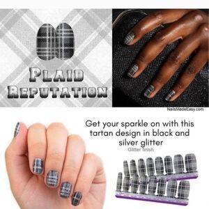 Black and Silver Glitter Nail Wraps